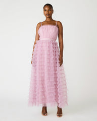 TIERED TULLE GOWN DAWN PINK