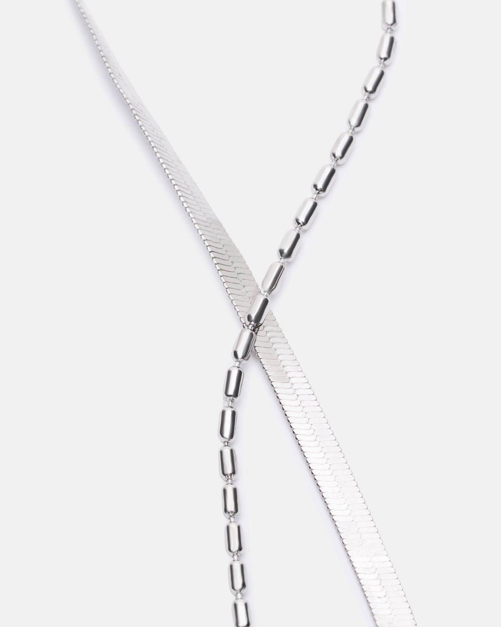 HERRINGBONE CHAIN ANKLET SET SILVER